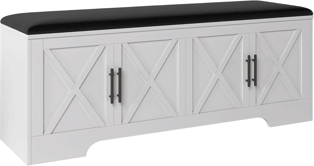 DreamDashio Storage Bench with Cushion, 47.2" End of Bed Storage Bench w...