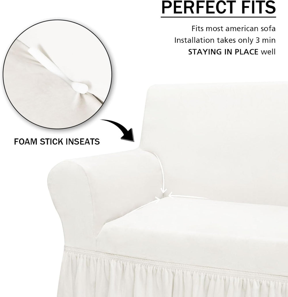 NICEEC White Armchair Covers Arm Chair Cover Armchair Slipcovers with Skirt