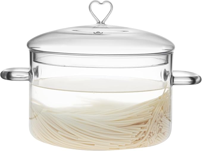 3 L Glass Cooking Pot with Lid, Glass Simmer Pot, Save Energy, Heat Resistant by CALORCRISTO