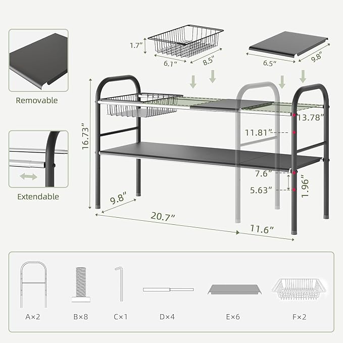 NETEL Under Sink Organizers and Storage, 2 Tier Expandable Under Cabinet - Image 3