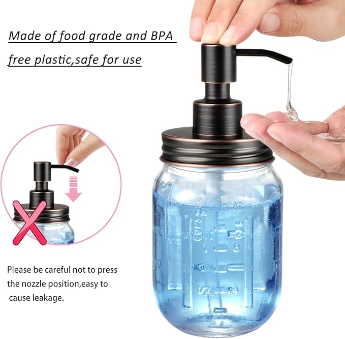 Amolliar Mason Jar Liquid Soap Dispenser Lid, Rust Proof Stainless Steel - Image 5