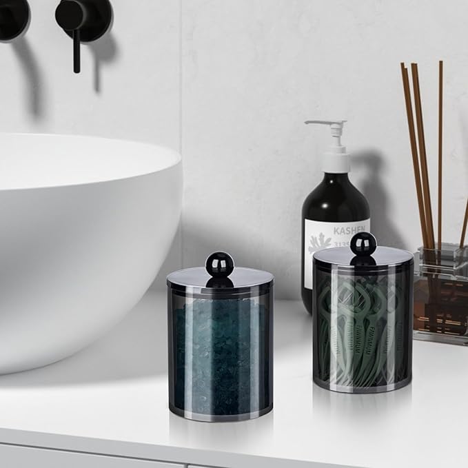 XIPENGKEJI 2 Pack Qtip Holder, Canister Apothecary Jar Set, Bathroom Jars - Image 6