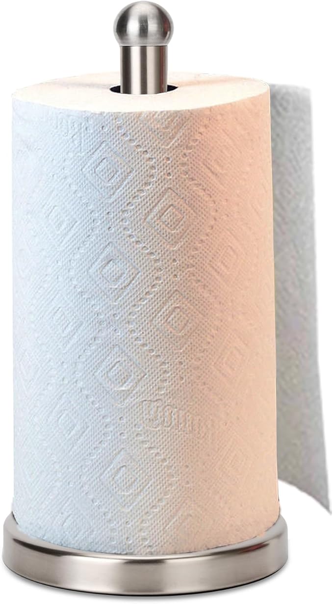 Paper Towel Holder Stand with Sturdy Base Fits Standard and Jumbo Sized Paper by Noonext+