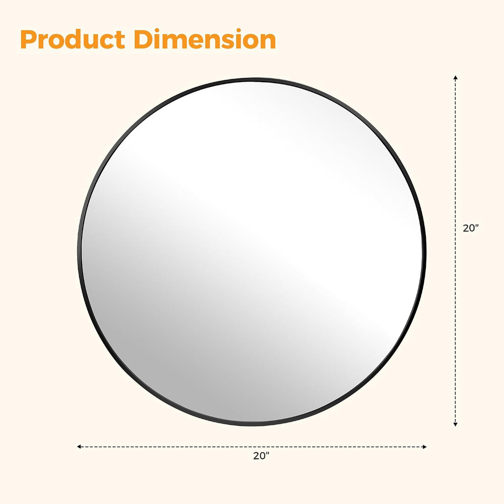 20 Inch Black Round Bathroom Wall Mirror, Round Mirrors for Wall Decor, Circl...