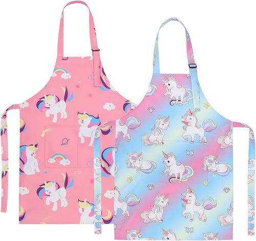 2 Pack Kids Apron, Cute Cooking Aprons, Waterproof Art Apron by XLSXEXCL