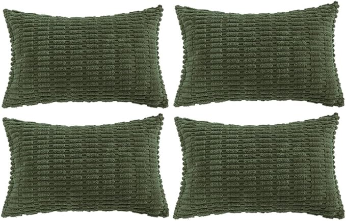 Fancy Homi 4 Packs Boho Olive Green Decorative Throw Pillow Covers 14x24 Inch by Fancy+Homi
