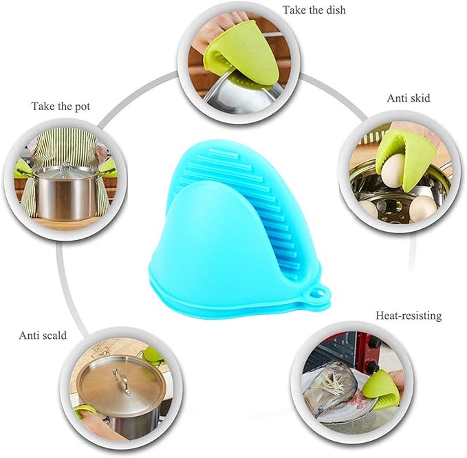 2 Pairs Mini Oven Gloves Silicone Heat Resistant Cooking Pinch Mitts Potholder - Image 5