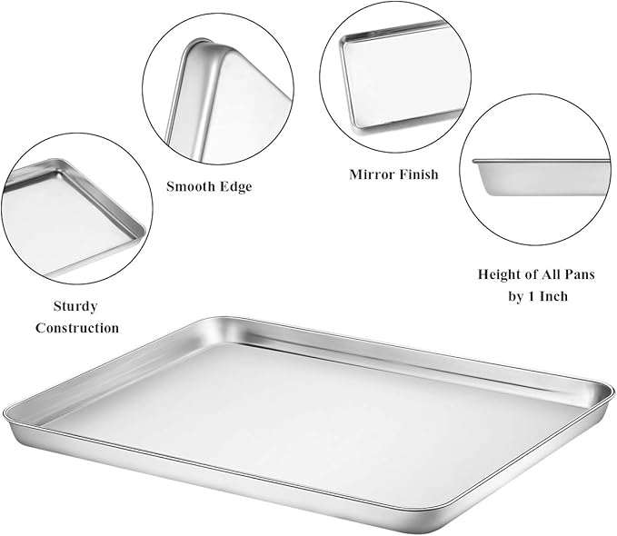 Baking Sheet with Rack Set, Wildone Stainless Steel Cookie Sheet Baking Pan - Image 4