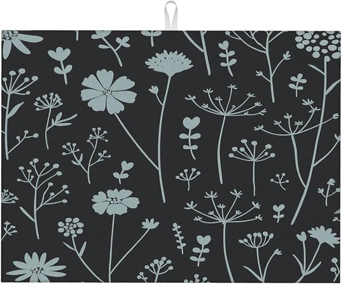 Gray Flower Dish Drying Mats for Kitchen Counter, Large 18"x24" Dish Mats for by Unknown