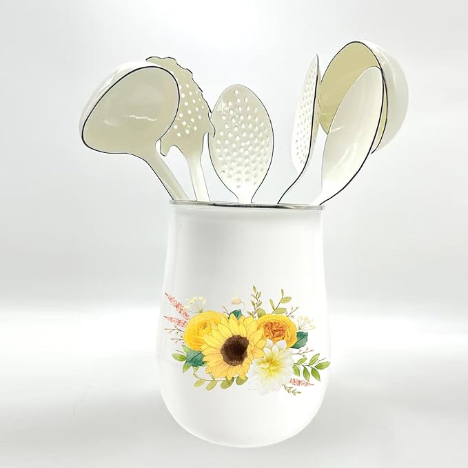 White Soup Ladle Spoons 12.2 Inch Big Serving Cooking Spoons Enamel Steel Stew - Image 7