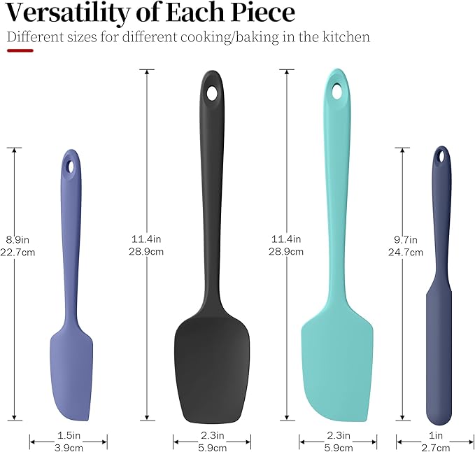 Heat Resistant Silicone Spatula Set of 4, Luxiwise 600ºF High Temp Baking - Image 2