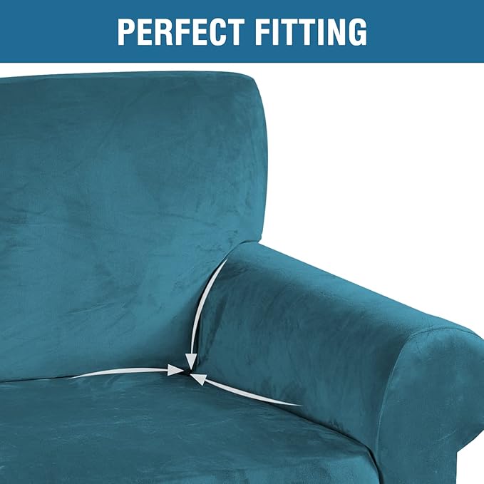 H.VERSAILTEX Stretch Velvet Armchair Cover Couch Covers 1 Cushion Chair - Image 4