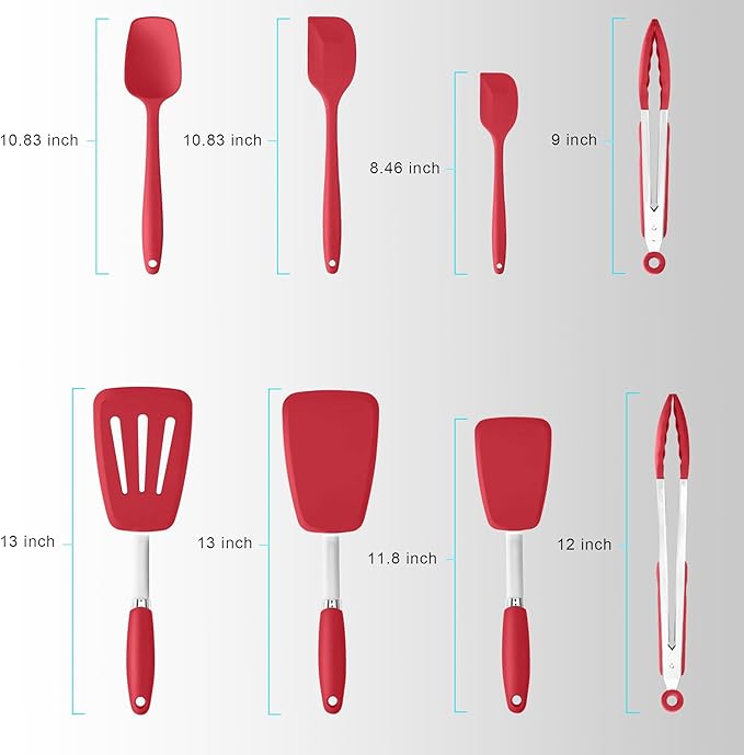 Silicone Spatulas Set Turners Tongs Cooking Utensils Set High Heat Resistant - Image 2