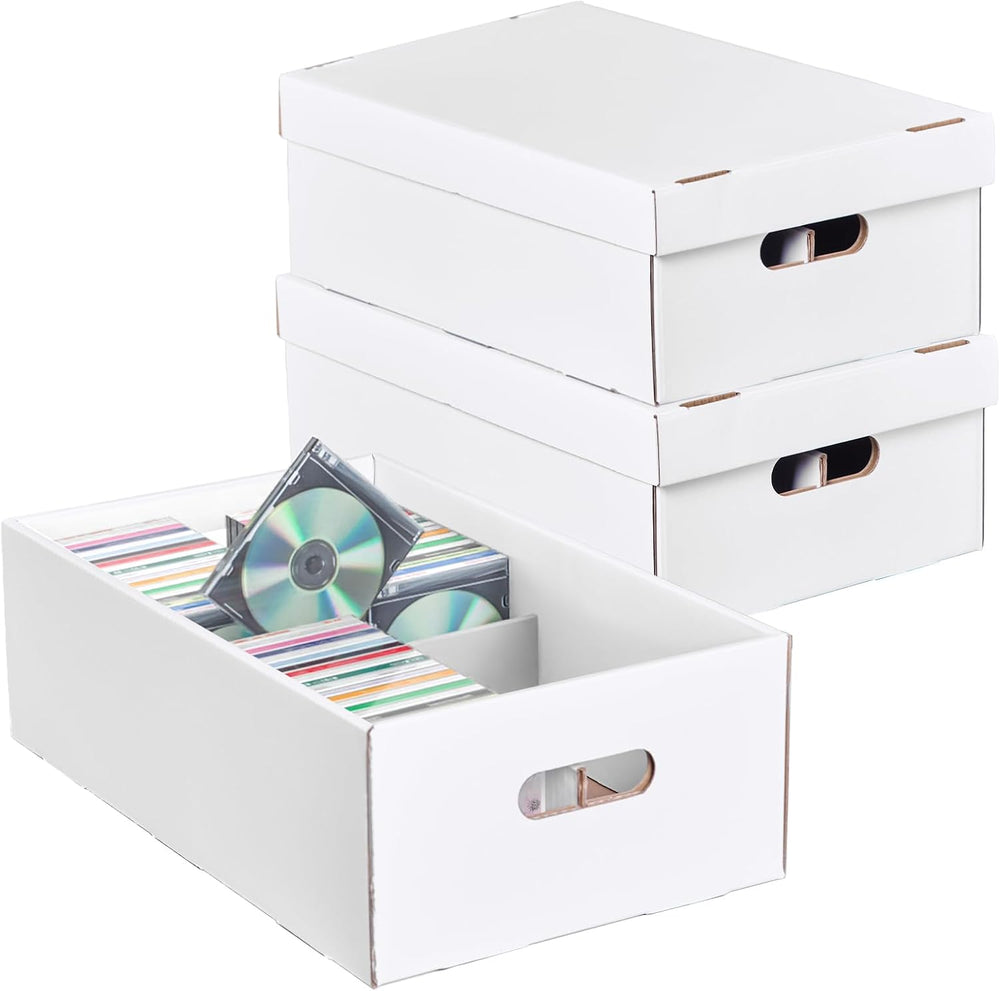 NUMINA 3 Pack CD Storage Boxes, Holds 240 CDs Total (80 Each) with Lift-Off L...