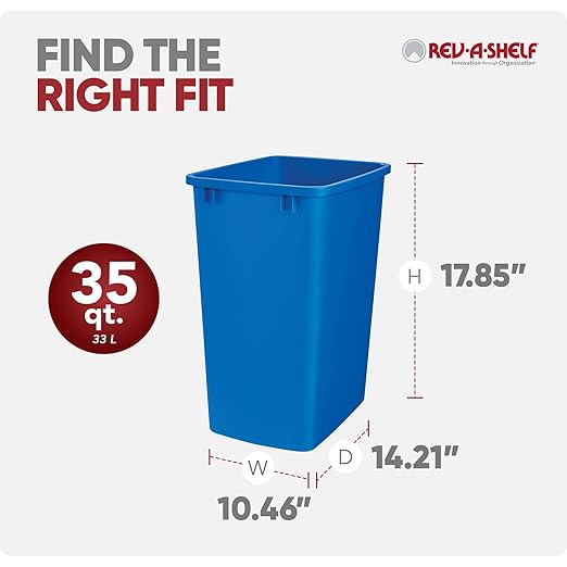 Rev-A-Shelf Polymer Replacement 35 Quart Trash Bin Recycle Waste Garbage