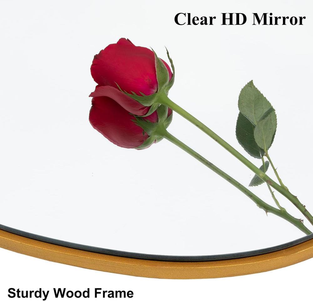 Irregular Asymmetrical Wall Mirror, 28x20 Inch Gold Bathroom Mirror