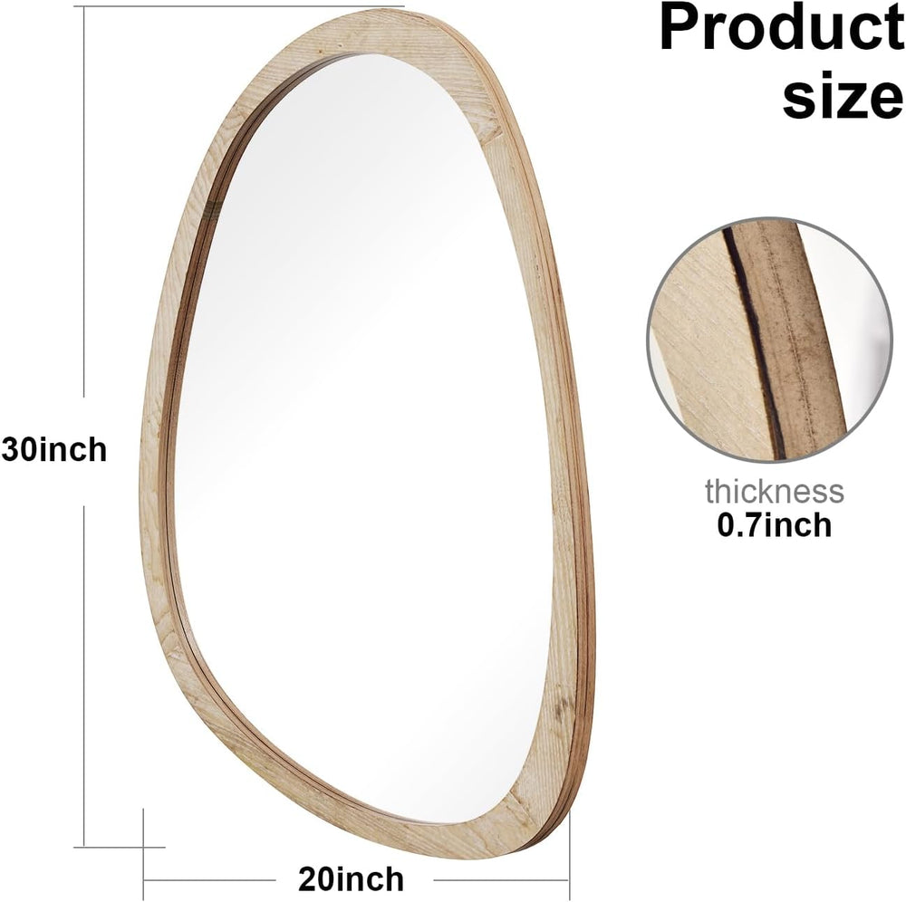 Wood Asymmetrical Mirror for Decor,20X30" Irregular Organic Wall Mirrors