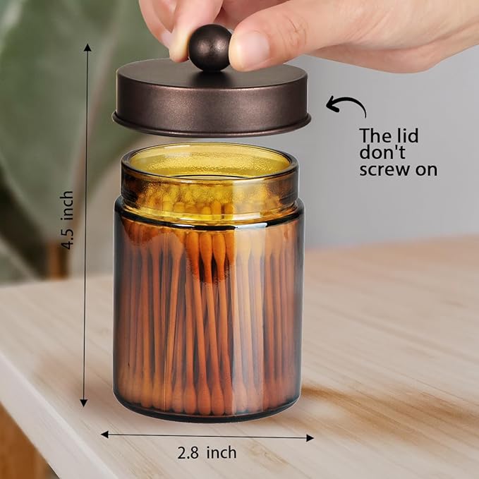 Amolliar Amber Glass Qtip Holder, Apothecary Jars - Image 3