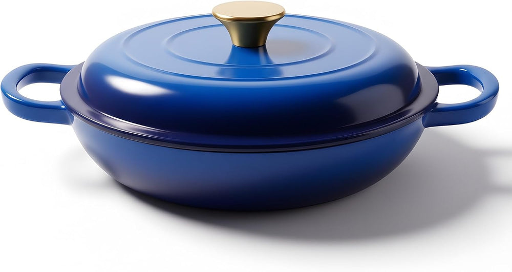 Dutch Oven Enameled Cast Iron with Lid - Big Dual Handles - Oven Safe up to 5...