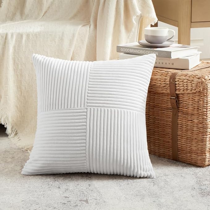 Fancy Homi 2 Packs Pure White Decorative Throw Pillow Covers 16x16 Inch - Image 2
