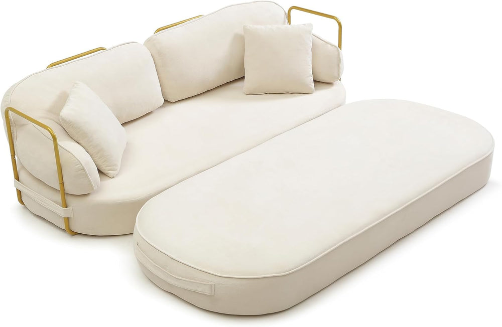 78” Convertible Sleeper Sofa Bed, High Back Plush Boucle Boneless Futon Loves...