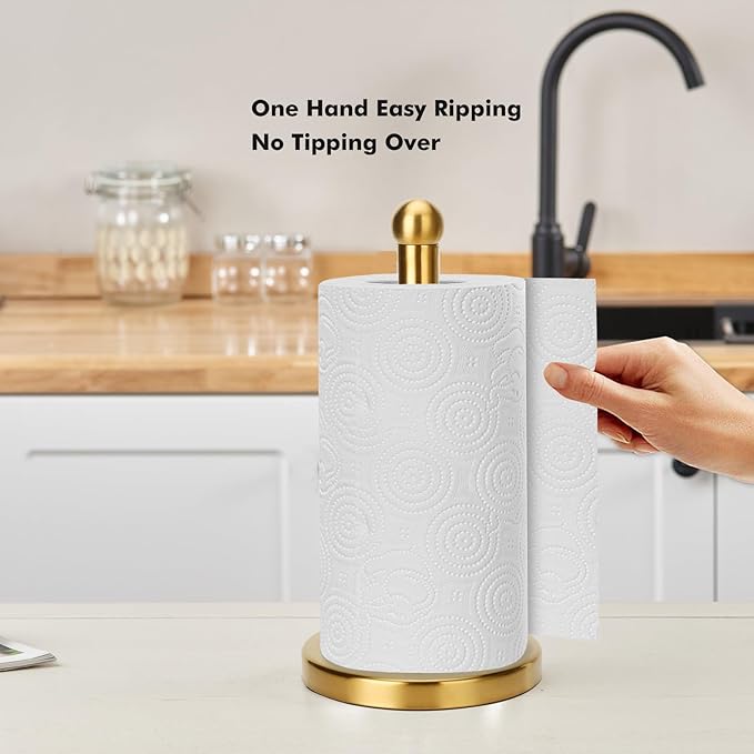 Paper Towel Holder Stand with Sturdy Base Fits Standard and Jumbo Sized Paper - Image 2