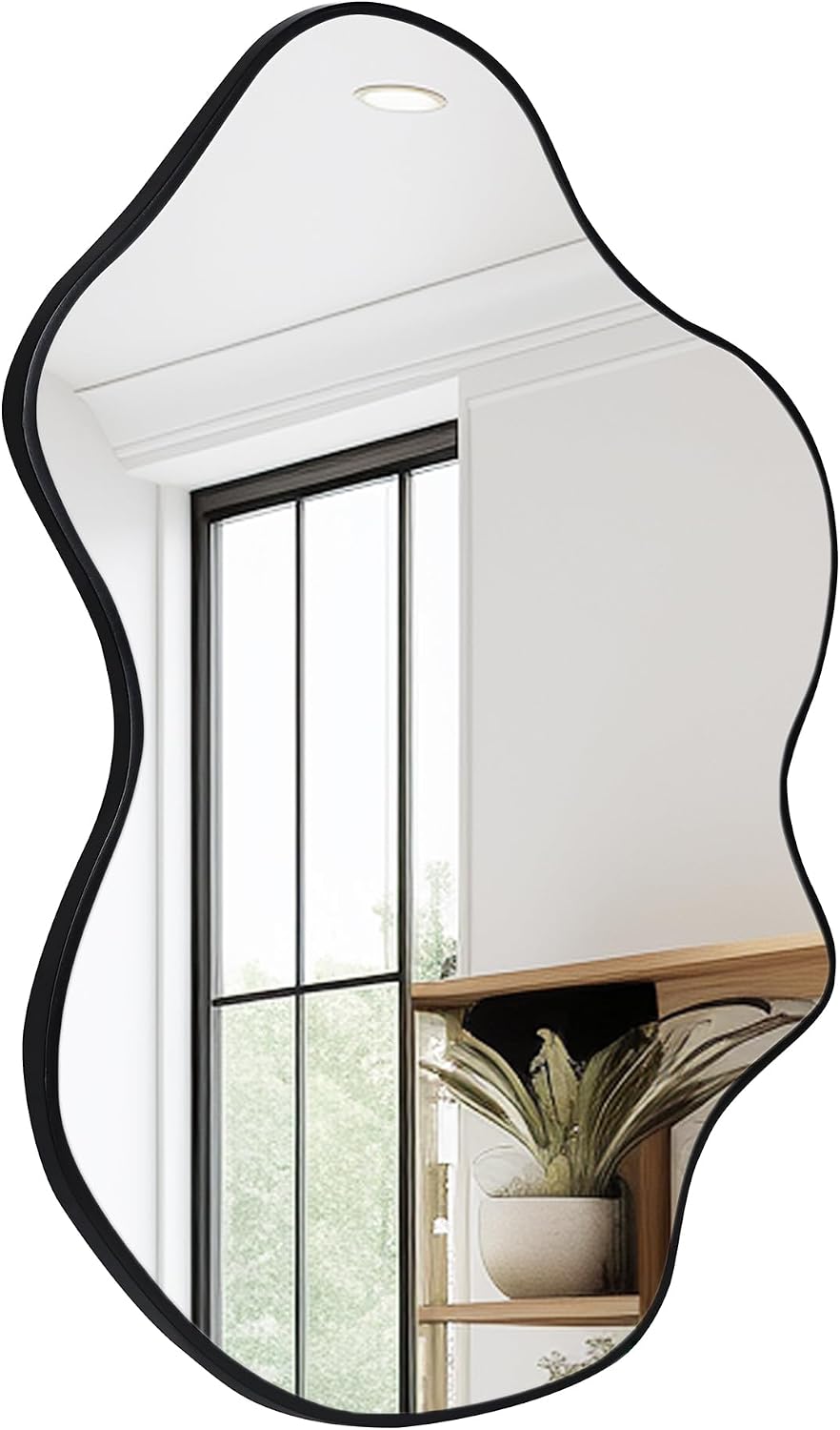 CULER Irregular Black Bathroom Wall Mirror,24 x 36 Inch Asymmetrical Vanity
