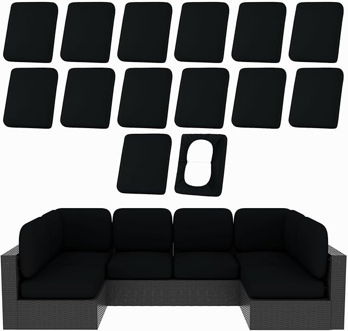 hyha 14Pcs Patio Cushion Covers, Stretch Outdoor Couch Cushion Covers by hyha