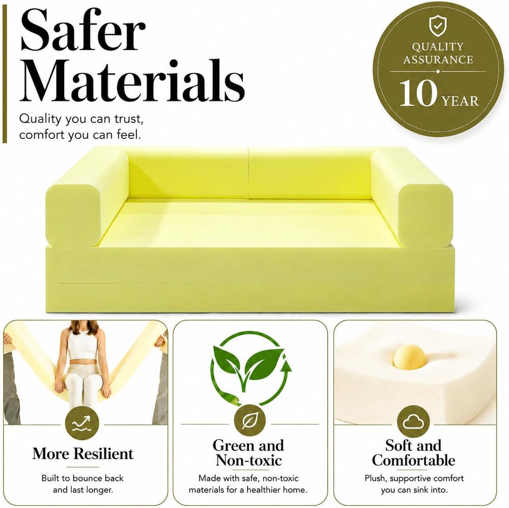 Folding Sofa Bed Convertable Corduroy Couch King Size Floor Sleeper 4-in-1 DI...