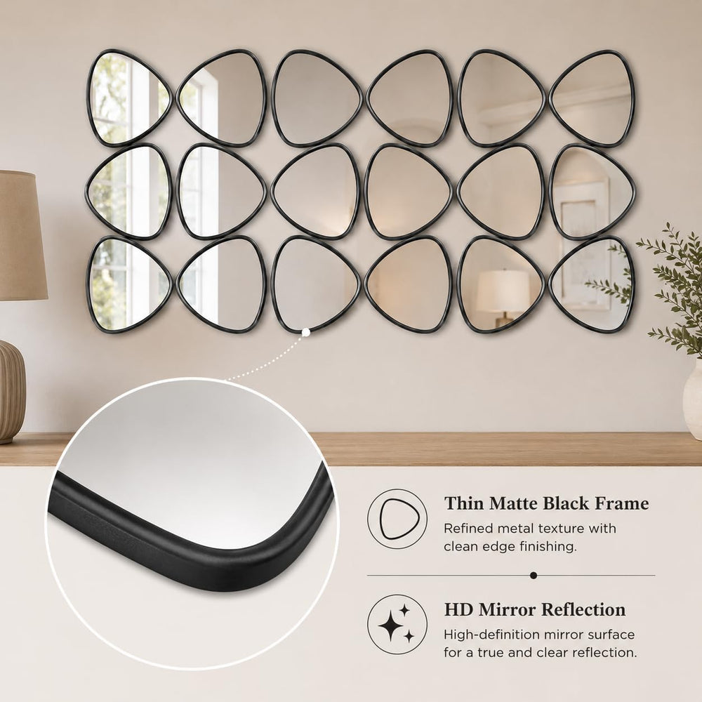 Large Geometric Decorative Wall Mirror, 47.2 x 23.6 in, Matte Black