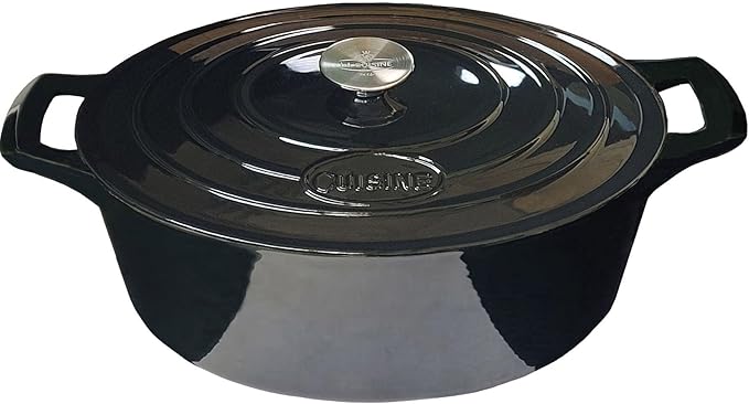 La Cuisine Enameled Cast Iron Oval Dutch Oven Casserole 6.75 QT 33x25x16cm Matt by LaCuisineforlife