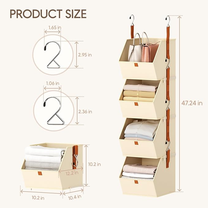 Homsorout Hanging Closet Organizer 4 Tier - Image 7