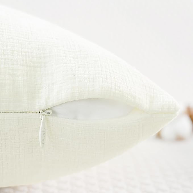 CaliTime Throw Pillow Covers Decorative 22 X 22 Inches Pack of 2 Cozy Chenille - Image 3