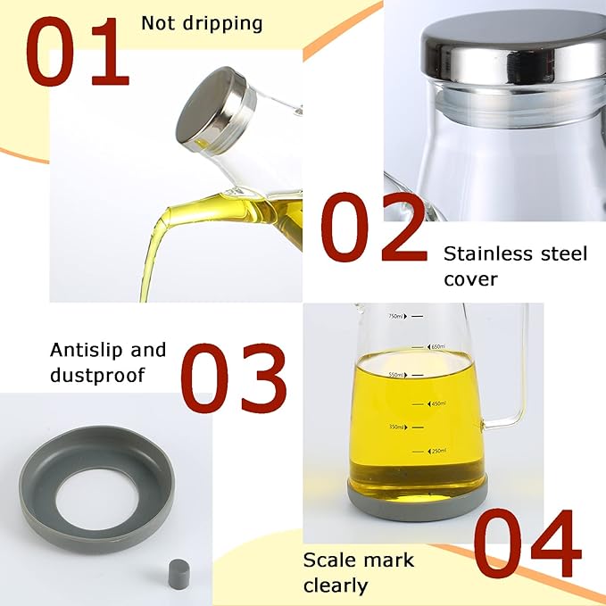Oil Dispenser for Kitchen, 34OZ Glass Oil Bottle - Image 7