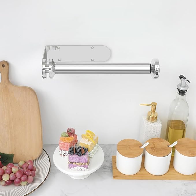 theaoo Paper Towel Holder Under Cabinet, One-Handed Tear Wall Mount Paper Towel - Image 6