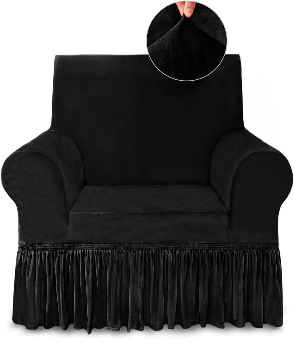 NICEEC Black Armchair Covers Arm Chair Cover Armchair Slipcovers with Skirt