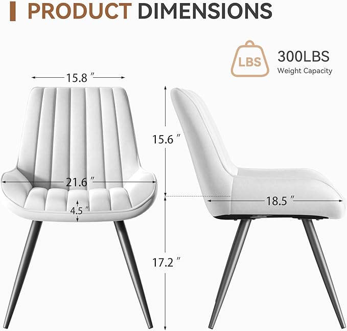 Modern Dining Chairs Set of 4,Upholstered Dining Room Chairs with Thick Cushi...