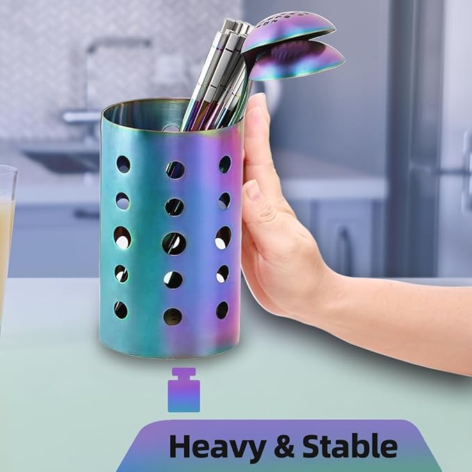 QRU Kitchen Utensil Holder for Countertop, Stainless Steel Cooking Utensil - Image 8