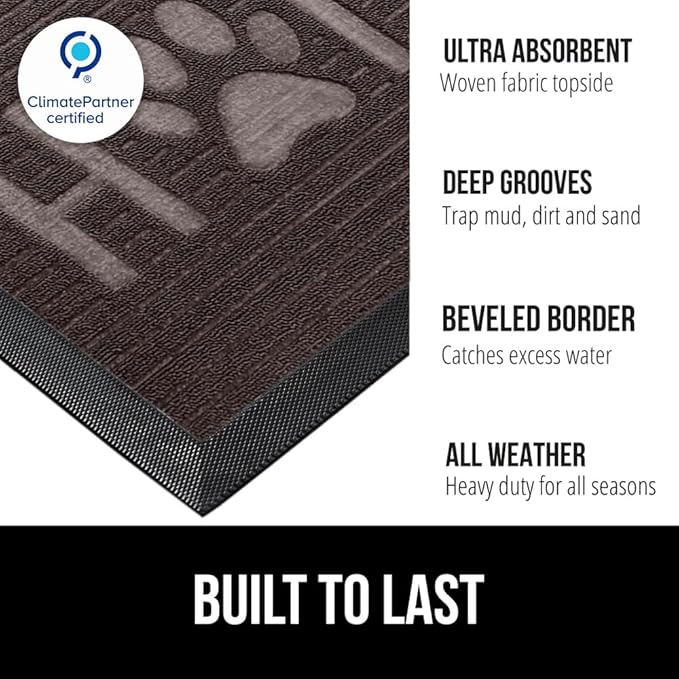 GORILLA GRIP 100% Waterproof All-Season WeatherMAX Doormat US Designed Natural - Image 2