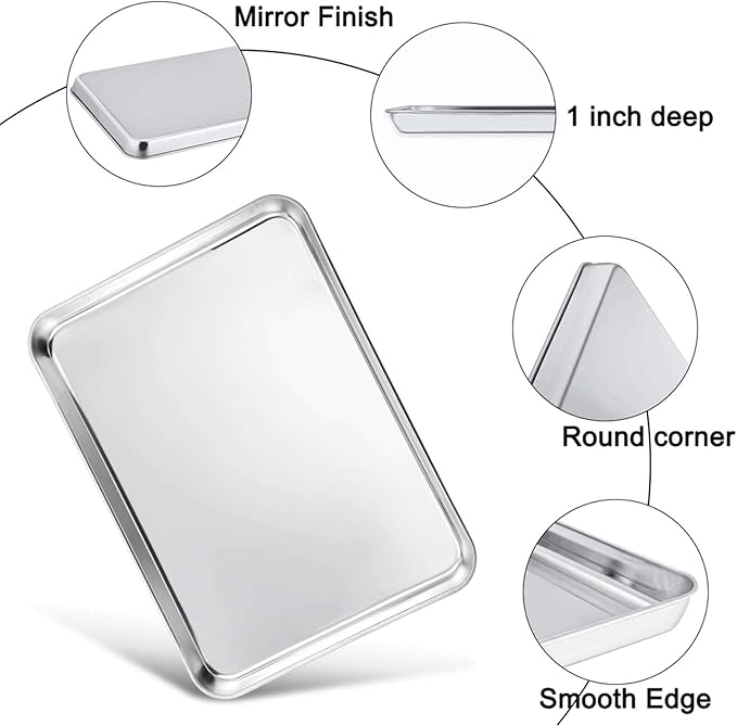 TeamFar Baking Sheet with Rack Set of 4, 20’’×14’’×1.2’’, Half Size Stainless - Image 3