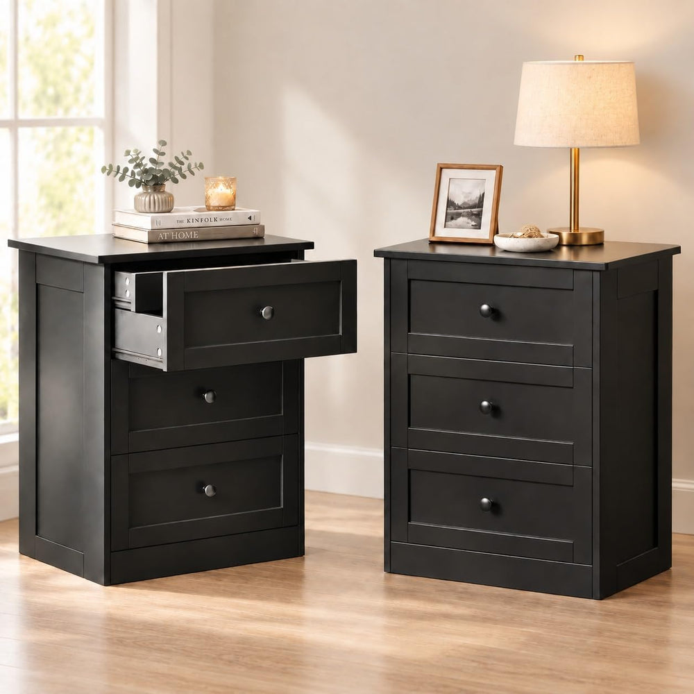 wanan Dresser for Bedroom Set of 2, Black Modern 19'' Wide Wood Chest...