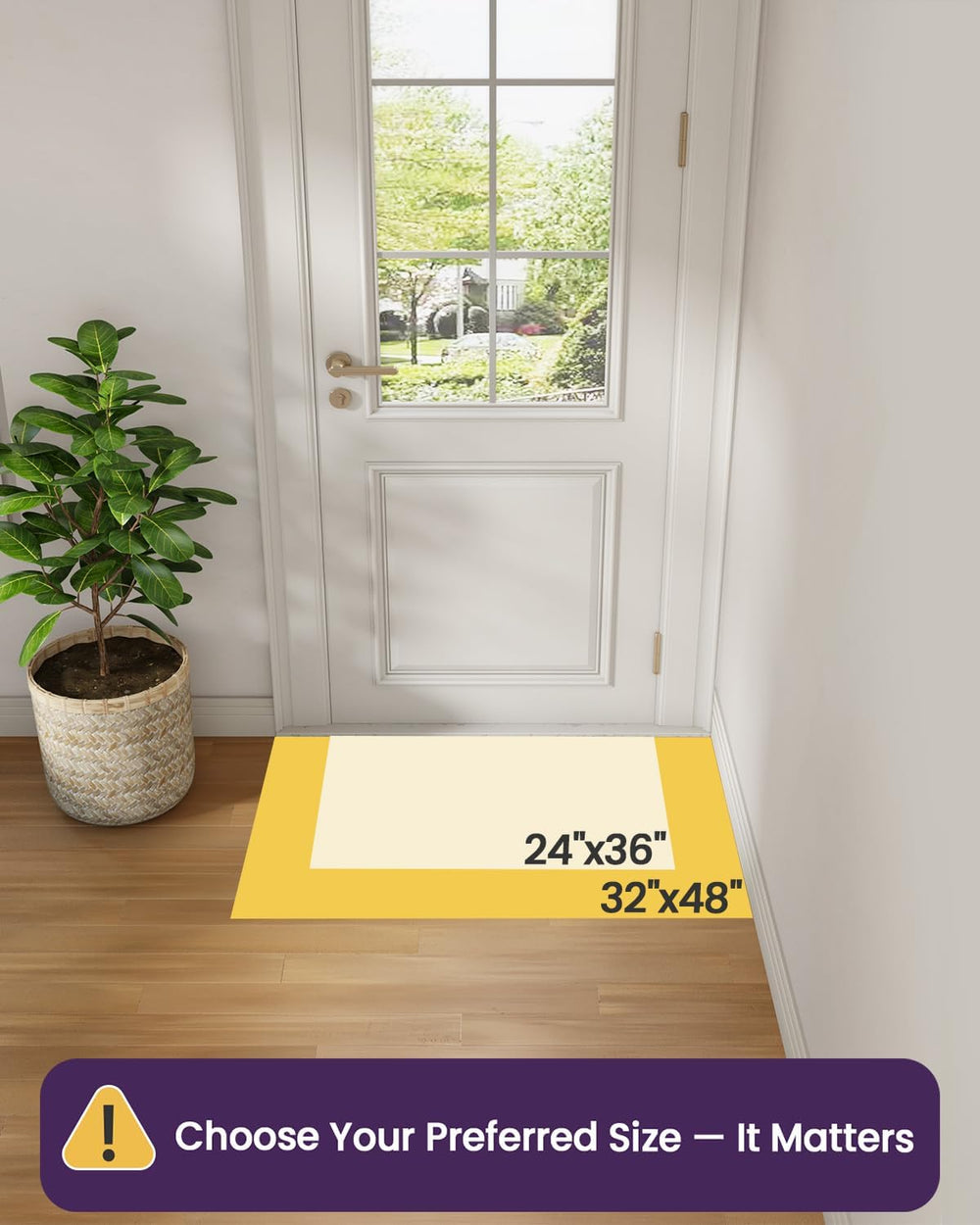 DEXI Front Door Mats Indoor Entrance, 24x36 Low Profile Doormat, Monstera