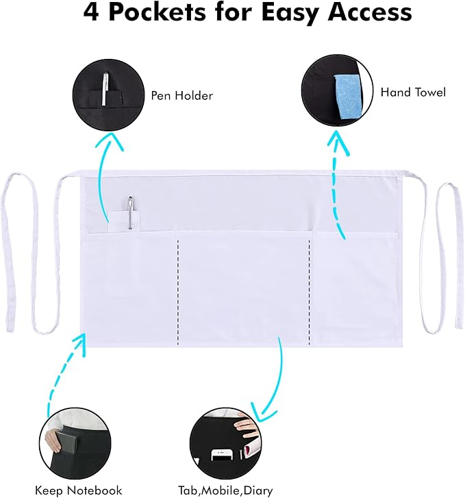 Dreamology Waitress Apron with Pockets, Short Aprons with Pockets, Waist Aprons - Image 4