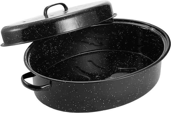 Granite Roasting Pan, 18” Enameled Roasting Pan by Kendane