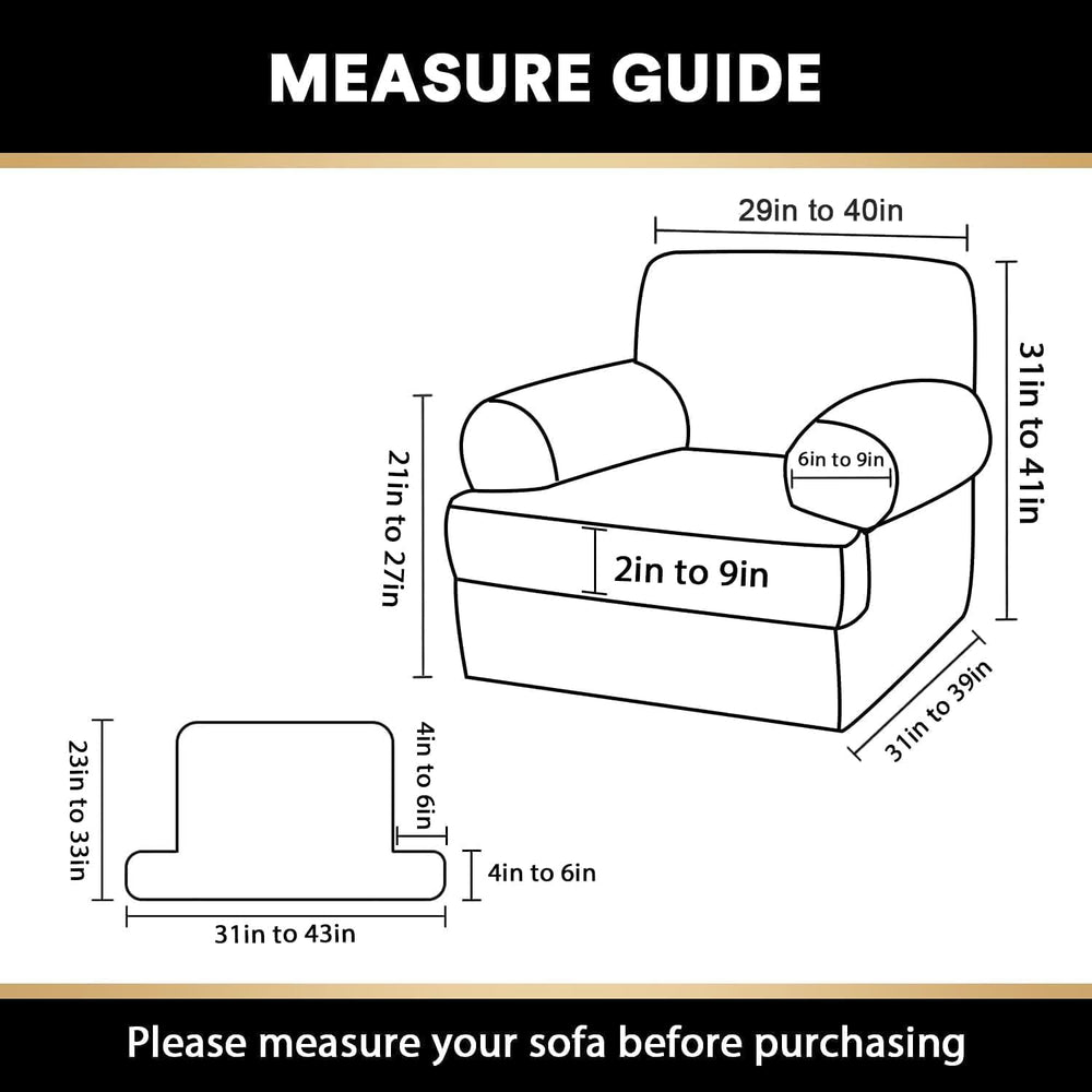 PrinceDeco 2 Pieces Armchair Slipcover Stretch Couch Covers for T Cushion Cha...