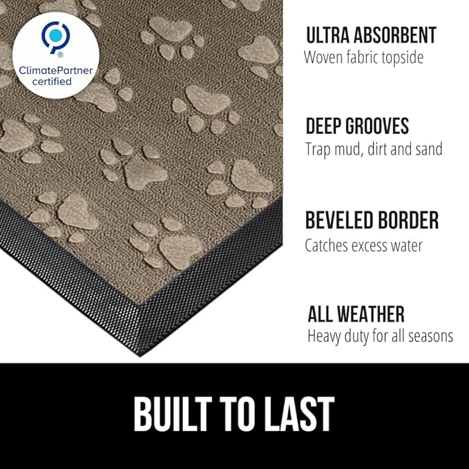 GORILLA GRIP 100% Waterproof All-Season WeatherMAX Doormat US Designed Natural - Image 2