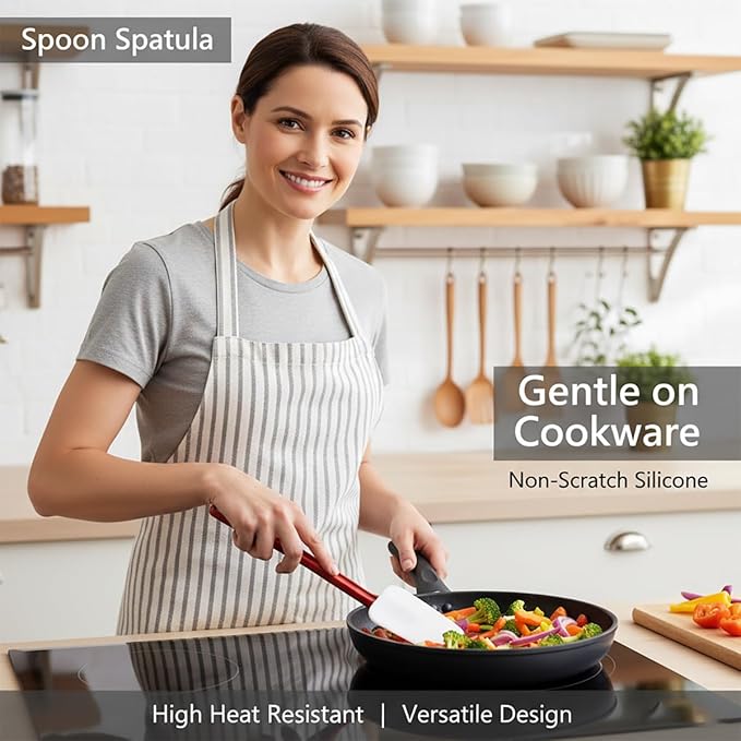 Commercial Spoonula Rubber Spatula Set, High Heat Spatula Spoon 16 Inches - Image 8