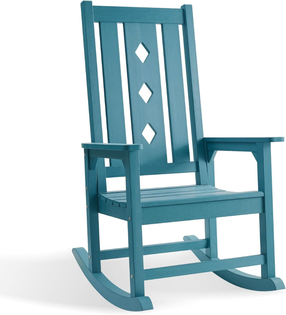 Oversized Outdoor Rocking Chair, Porch Rocker with High Back - Blue | All Wea...