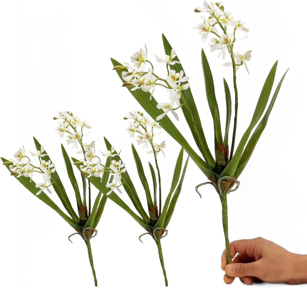 3pcs Artificial Cymbidium Plant & Flower Stems for Greenery Decor