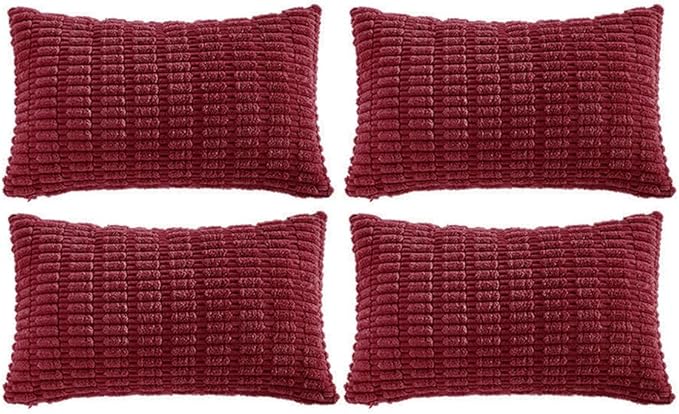 Fancy Homi 4 Packs Burgundy Decorative Throw Pillow Covers 12x20 Inch by Fancy+Homi